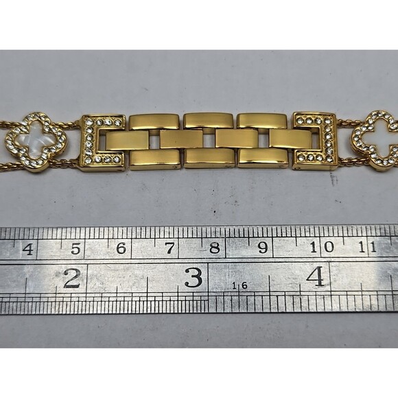 BCBGMAXAZRIA Gold Clover Rhinestone Apple Watch Band 42 44 45 49 Link Adjustable - Picture 4 of 8